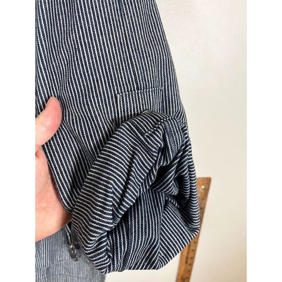 Retro Railroad Stripe Jacket XL Blue Utility Neutral Classic Chic Preppy 80s - Picture 2 of 12